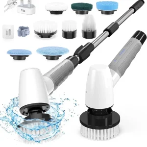 8 In 1 Electric Spin Scrubber Cleaning Brush 50” Long Arm Powerful Lightweight