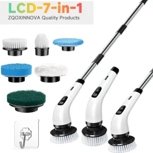 7 in 1 Electric Spin Scrubber Handheld Cleaning Brush Cordless Turbo Scrub Tool