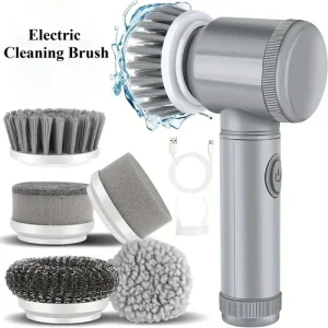 5 in 1 Electric Spin Scrubber Cleaning Brush Handheld Kitchen Rotating Cleaner